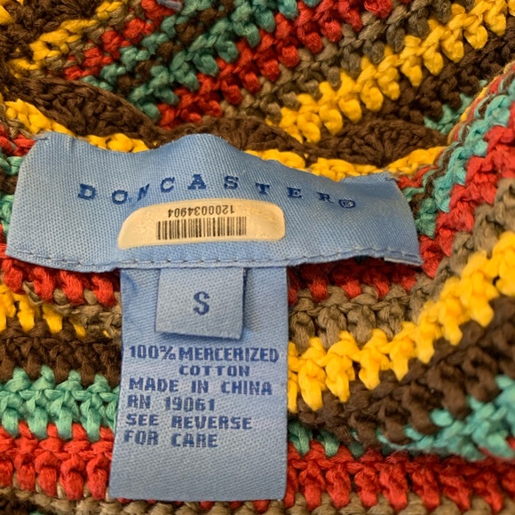 DONCASTER Striped Fall Cardigan & Tank Cotton Sweater Jacket Set S 4-6 Career - Picture 5 of 6